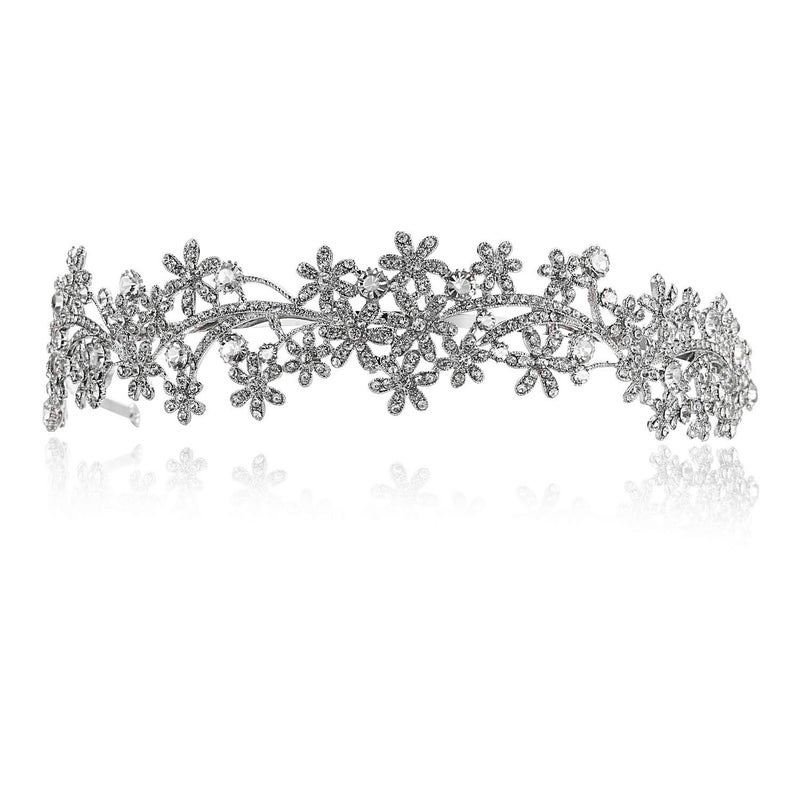 SAMKY Brides Bridal Headband Rhinestone Wedding Tiara Crown Crystal Hair Accessories for Woman